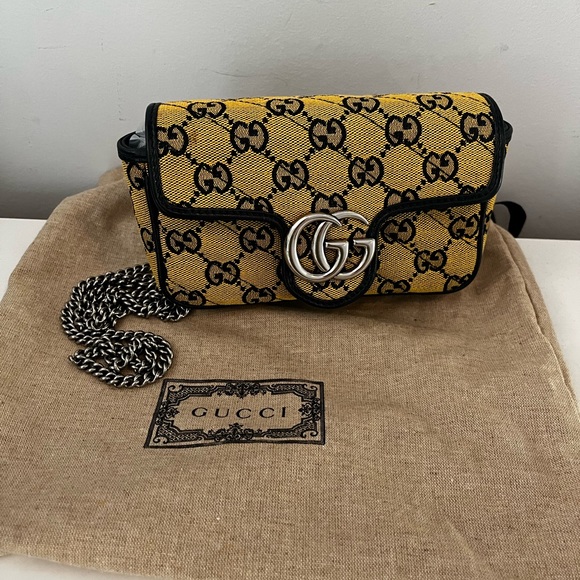 Auth NEW Gucci Signature GG Super Mini Marmont Crossbody - Picture 5 of 10